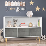 ZUN Kids bookcase with Collapsible Fabric Drawers, Children's Book Display, Toy Storage Cabinet 11190729