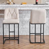 Set of 2,Modern Upholstered Bar Stool with Button-Tufted Backrest, Counter Height Chair with Sturdy W1901P225271