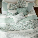 6 Piece Cotton Percale Quilt Set with Throw Pillows Aqua Full/Queen B035129023
