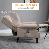 ZUN Dark Beige Recliner Chair. Wingback Single Sofa with Vibration Massage, Heat, Push Back 88569258