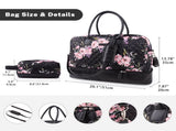 Canvas Weekender Bag, Overnight Travel Carry On Duffel with Shoe Pouch and Toiletry Bag-Black Flower 96940472