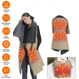 USB Heated Blanket Electric Heated Poncho Shawl Wrap Throw with Zipper Arm Holes Pocket 3 Heating 58775955