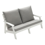 ZUN HIPS Loveseat with Cushion, Wood Grain Outdoor Garden Sofa,White/Grey W1209114906