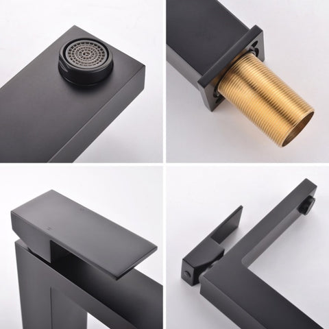 ZUN Matte Black Bathroom Faucet Single Handle Tall Vessel Sink Faucet Vanity Bathroom Faucet Basin Mixer W1932P148110