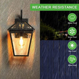 2-Pack Outdoor Wall Lanterns, Black Finish Weatherproof Wall Sconce with Clear Glass Panels, Vintage W1340P239406