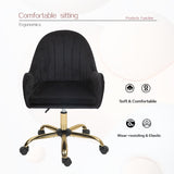 ZUN Velvet Home Office Chair with Wheels, Cute Chair with Side Arms and Gold Metal Base for Living Room, W1733P215112