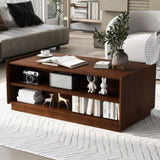 U-Can Modern Rectangle Coffee Table 4 Drawers and 2 Display Shelves, 47.2" Wood Coffee Table N724P286421D