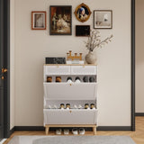 Shoe cabinet with 2 flip-up doors and 2 drawers,narrow shoe rack cabinet,freestanding shoe W3166P266365