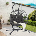 ZUN 2 Person Outdoor Rattan Hanging Chair Patio Wicker Egg Chair W874P146253