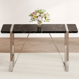 A rustic industrial rectangular MDF black dining table for 4-6 people, with a 1.5 "thick MDF desktop W1151P172403