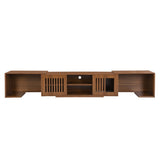 Mid-Century Morden Walnut Tv Stand With Extendable table Soft cushion Sliding door Cat friendly N843P255637W