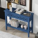 ZUN Rustic Console Table with Open Shelf, Rubber Wood Legs, Ideal for Entryways, Living Rooms, and 77435499