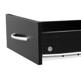 MDF With Triamine One Door One Drawer Three Compartments High Cabinet Bathroom Wall Cabinet Black 01749391