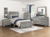 Contemporary Rustic Gray Finish Twin Size Panel Bed Wooden Bedroom Furniture 1pc, Bed in a Box B011P250478