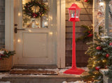 64" Christmas Streetlamp Decor Santa/Snowman/Tree Scene, 60 Warm White LEDs, 8 Tunes, 2 Modes 40533839
