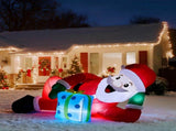 7FT Lighted Christmas Inflatable Decoration, Inflatable Santa Lying on Floor, Funny Blow Up Yard 49600765