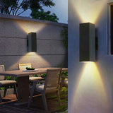 2-Pack Outdoor Wall Sconce, Modern Up and Down Weatherproof Wall Light, Black Aluminum Exterior Wall W1340P243536