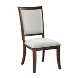 Traditional Dining Side Chairs Set of 2pc, Cherry Finish Wooden Beige Upholstered Seat Formal Chairs B011P309916