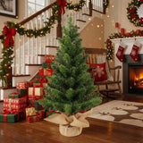 2PCS Set 2FT Tabletop Christmas Trees with 68 Tips PVC Green Trees Plant Base Mini 80226241