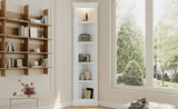 83.4"Tall Modern Corner Shelf,5 Tier Corner Bookcase with LED Light, Storage Standing Shelf Unit, N751P191709K