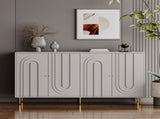 Modern Gray Lacquered 4 Door Wooden Cabinet Sideboard Buffet Server Cabinet Storage Cabinet, for W1435133312