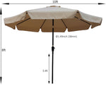 ZUN 10 ft Patio Umbrella Market Table Round Umbrella Outdoor with Crank and Push Button Tilt for W65627945