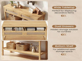 40" Console Table with Storage Drawers & Bottom Shelf, Sturdy PE Rattan Foyer Table for Hallway 81616820