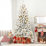 ZUN 6FT Pre-lit Flocked Christmas Tree with 760 Memory Wire Tips – Effortlessly Fluffed, Perfectly W1773P199066