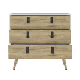 Dresser 29"H, 3 Drawers Dresser with Handles and Wooden Legs, White / Macadamia B097P167456