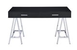 Black High Gloss and Chrome Writing Desk with USB Port B062P209204