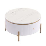 ZUN Modern Round Coffee Table with 2 large Drawers Storage Accent Table N735P211280K