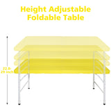 ZUN 4ft Yellow Portable Folding Table Indoor&Outdoor Maximum Weight 135KG Foldable Table for Camping 64401046