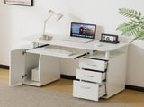 Embossed White Particle Board with Melamine Laminate 1155574cm One-Door Three-Drawer Computer Desk 28344115