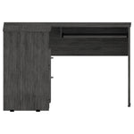 ZUN Mix L-Shaped Desk, Keyboard Tray, Two Drawers, Single Open Shelf -Smokey Oak B20091963