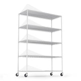 ZUN 5 Tier 6000lbs Heavy Duty Adjustable Storage Rack Metal Shelf Wire Shelving Unit with Wheels & Shelf W155083058