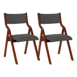 ZUN Upholstered folding Dining chair, space saving, easy to carry, Dining Room, 2-Pack-Grey+Cherry 44000480