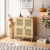 4-Doors Rattan Mesh Storage Cabinet, Sideboard with Eight Storage Spaces, for Entryway, Living Room, W757P198553
