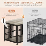 ZUN Furniture style dog crate wrought iron frame door with side openings, Grey, 43.3''W x 29.9''D x W1162119832