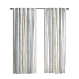 Cotton Printed Curtain Panel with Chenille Stripe and Lining B035129657