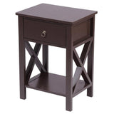 Nightstand Modern End Table, Side Table with 1 Drawer and Storage Shelf, Brown 91530705