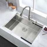 Stainless Steel 30 in 2-Hole Single Bowl Drop-In Kitchen Sink with Bottom Grid and Basket Strainer JYSDS3011BN