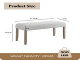 Zelalle Upholstered Bench, Light Gray Fabric with Rubberwood Legs T2574P507059