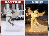 White Cloth Christmas Angel 3.6ft with Moving Wings, 102 LED Warm White Lighted Angel, Plug-in 12V 97723944