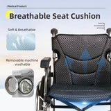 Aluminum Foldable Lightweight Adult Wheelchair, New Square Tube Design, 18" Seat with Front and Rear W3121P297492