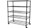 5-Tier Wire Storage Shelves, 30" D x 14" W x 63" H,1250 lb Load Capacity, Black 99273804