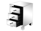 3-Drawer Mirrored Bedside Table MDF Cabinet with Mirrored Drawers Silver 12480391