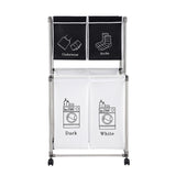 Laundry Basket 2 Tier Clothes Sorter with 4 Removable Bags to Organize Clothes, With Four Wheels, 68926337