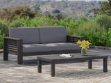 Acacia Wood Outdoor Loveseat and Coffee Table Set with Cushions, Dark Gray 70844.00DGRY