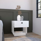 Single Drawer Nightstand 19"H with Open Storage Shelf, White B097133073