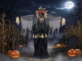 7.3 FT Halloween Animatronic Scarecrow Prop, Sound Activated with Glowing Eyes & Shaking Head, 11232524